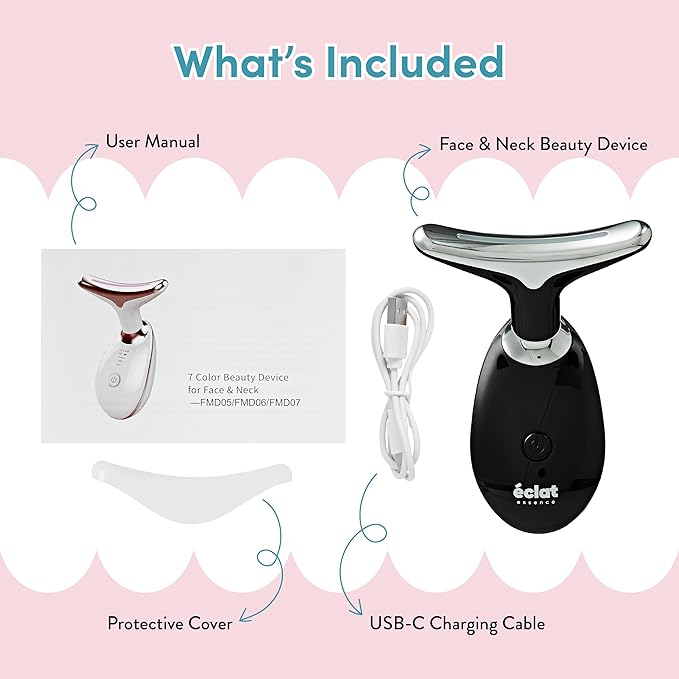 Éclat Facial Massager for Lymphatic Drainage, Face, Neck & Body Tool for Skin Care, Heated Electric Beauty Device for Wrinkles, Fine Lines, Puffy Skin, Lifting, Firming, Sculpting with 7 Light Therapy