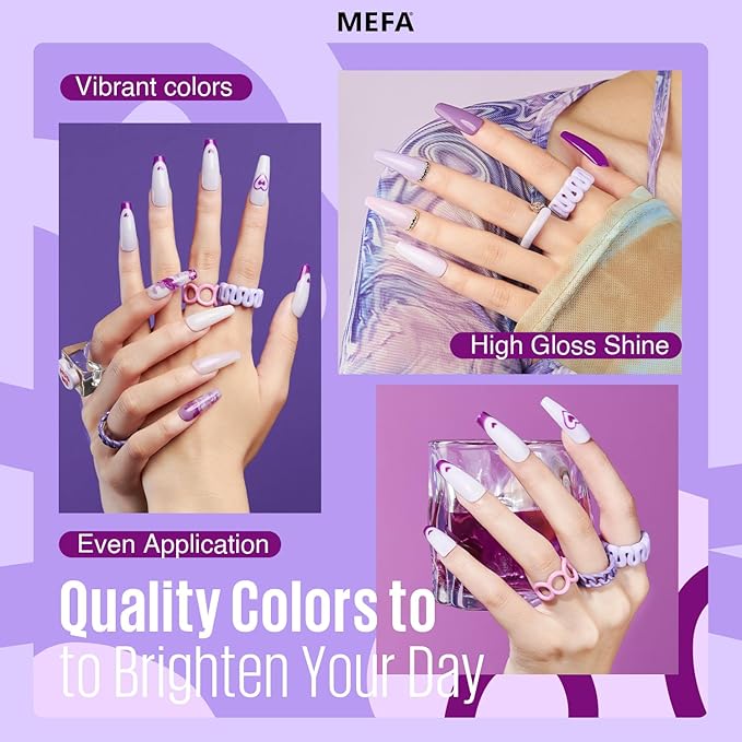 MEFA Purple Gel Nail Polish, 6 Colors Gel Polish Set Pink Shimmer Purple Nail Polish Soak Off Grape Lilac Violet Gel Nail Art Manicure DIY Salon Gifts for Women Girls