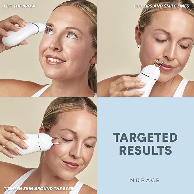 NuFACE Trinity+ Effective Lip & Eye Attachment for Microcurrent Facial Device - FDA Cleared at Home Eye Lift & Smile Lines Treatment to Tighten & Tone Hard-to-Reach Areas Around Mouth and Eyes