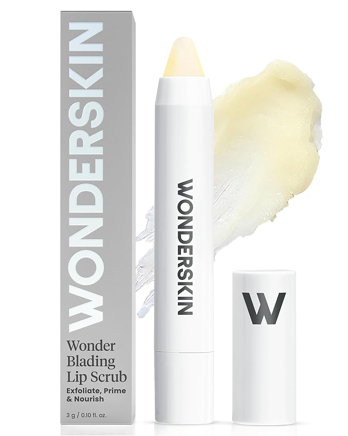 Wonderskin 3-in-1 Lip Scrub Exfoliator & Moisturizer, Lip Exfoliator Scrub, Hydrating Balm for Soft, Nourished, Flake-Free Lips with One-Step Prep, 0.10oz