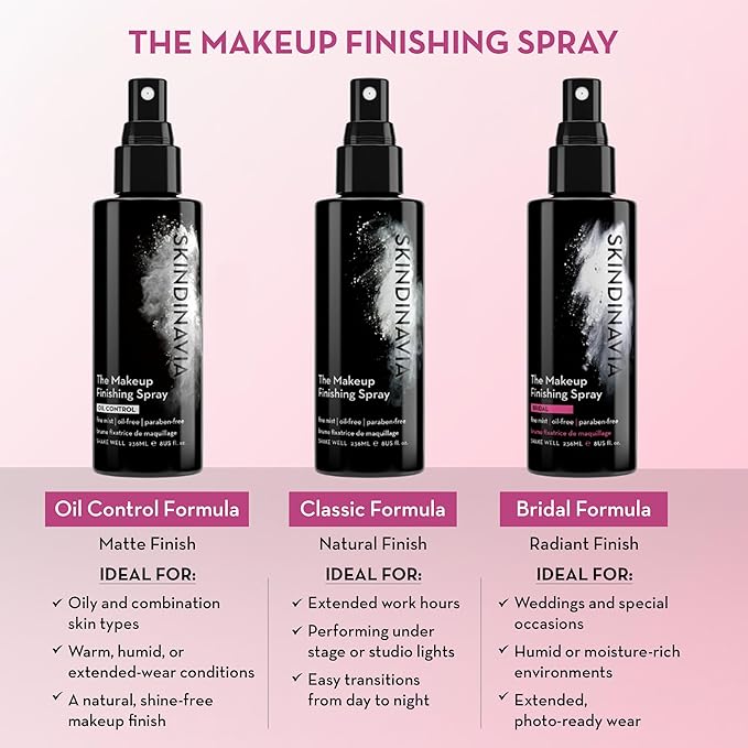Skindinavia The Makeup Finishing Spray, Classic Makeup Setting Spray, All-Day Wear, Long-Lasting Up to 16+ Hours, Heat-Resistant & Waterproof, Cooling Fine Mist, 2.0 Oz