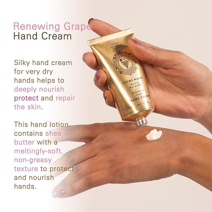 Panier des Sens Grape Hand Cream - Nourishing Shea Butter Hand Cream for Dry Cracked Hands 97% Natural Ingredients - Dermatologically Tested Hand Lotion for Woman Made in France, 2.5 fl oz