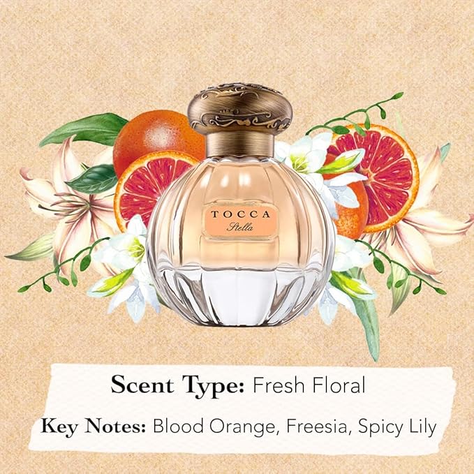 Tocca Stella (20ml + 50ml) Perfume Set for Women - Fresh Floral, Blood Orange, Freesia, Spicy Lily - Hand-Finished Bottle