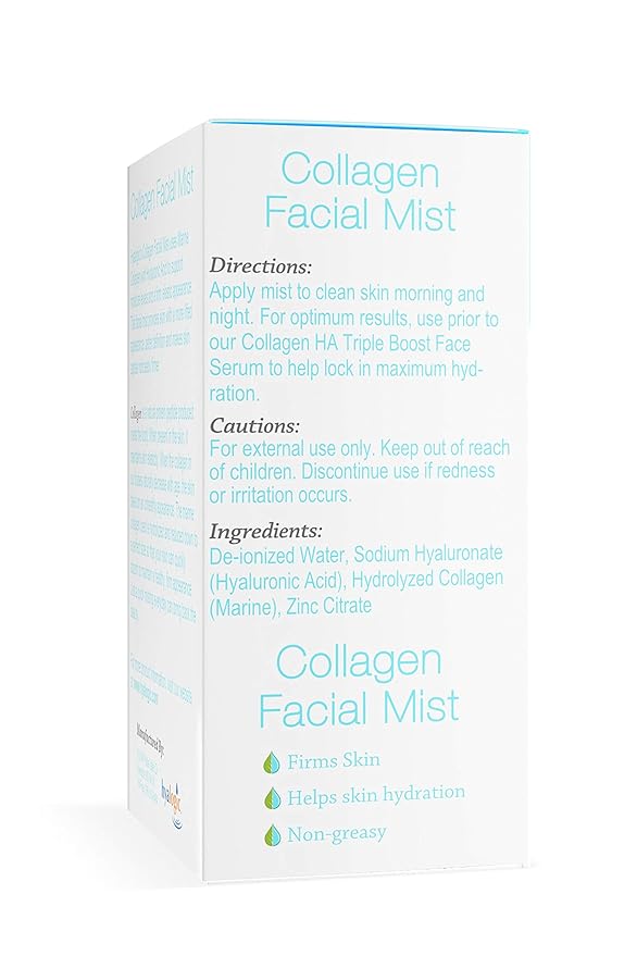 Hyaluronic Acid Collagen Facial Mist—Moisturizer Spray, Non-greasy Hydrating Primer & Makeup Setting Spray – Dye, Fragrance, & Cruelty-Free (2 oz)