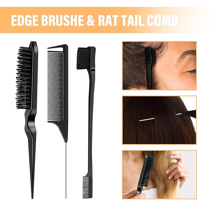 SUOFEIYA 5 Pcs Hair Styling Gels Includes Hair Wax Stick, Hair Finishing Stick, 3 Pcs Hair Styling Comb, Non-Greasy and Non-Sticky