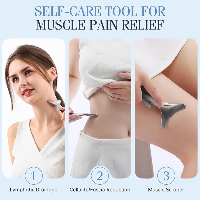 4-in-1 Gua Sha Facial Tools,Fish Guasha Massage Tool for Face&Body, Facial Roller Massage Tool for Lymphatic Drainage &Jawline Sculpting & Puffiness Reducing,Gua Sha Muscle Scraper Tool,Skin-Care Tool