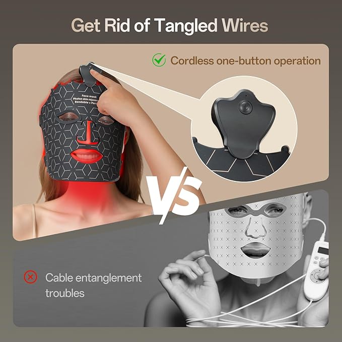 Red Light Mask for Face Women - 7 Colors Red Light Face Mask, Face Mask Skincare at Home, Cordless Device, Skin Care Mask Suitable for Women