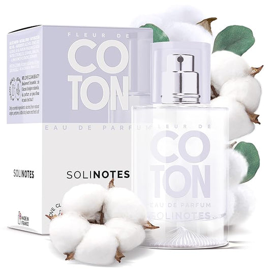 Solinotes Cotton Flower Perfume for Women & Men, 1.7 Fl Oz/ 50 ML Eau De Parfum, Delicate Floral and Soothing Scent with Premium Ingredients - Clean Perfume, Cruelty Free, Vegan, Made in France