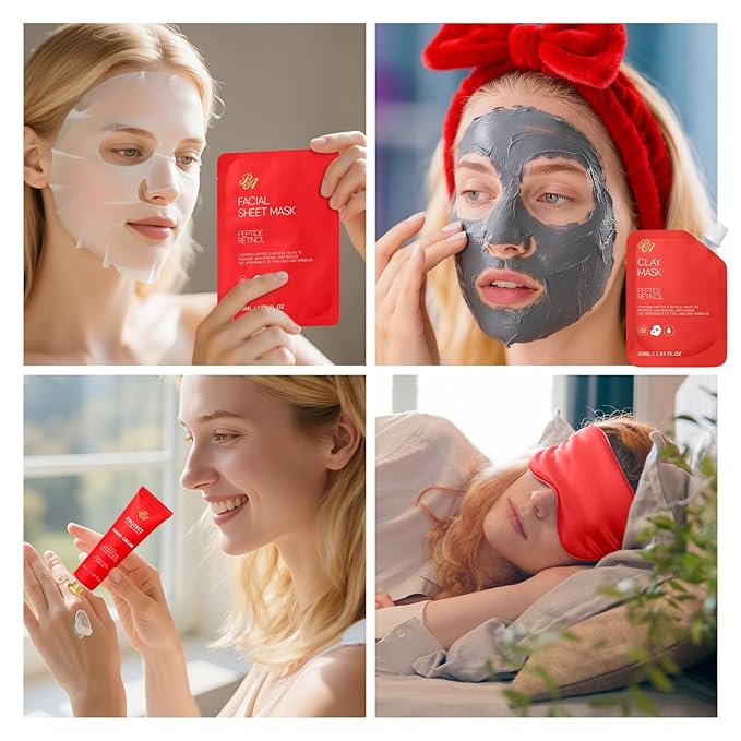 33 pcs Valentines Day Gifts for Women, Red Rose Spa Bath & Body Gift Set, Face Sheet Mask Skin Care, Hydrogel Mask, Lip Gloss, Cosmetic Bag, Serum, Necklace, Cleanser, Gua Sha, Mother Day, Birthday