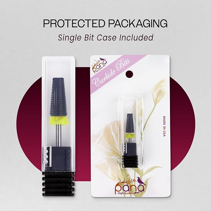 PANA 3/32" Shank 5-in-1 Nail Carbide Bit - (Triple Coarse - Extra Fine Grit, DLC Black) - Two Way Rotate use for Both Left and Right Handed Fast remove Acrylic or Hard Gel Machine