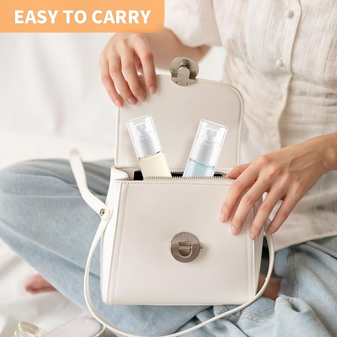 1OZ/30ML Clear Airless Pump Bottles, Lotion Dispenser Travel with Pump, Vacuum Plastic Travel Size Lotion Bottle for Foundation, Creams, Cosmetic(18 Pack)