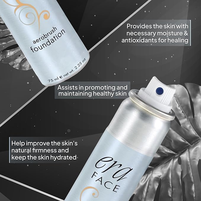 ERA Beauty Essentials Airbrush Makeup Collection (Era Face spray on Foundation - R6 Ginger + Era Primer + Sponge)