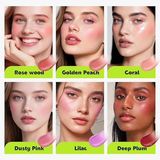 GLAM CODE Liquid Blush for Cheeks Duo - Hydrating Cream Blush for Daily - Blendable & Buildable Cheek Tint for Sensitive Skin - Lightweight, Skincare Infused Dewy Cheek Finish for All Skin Types - #02