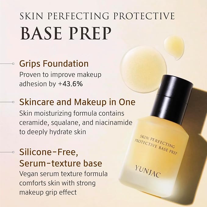 Glass Skin Prep Gift Set – Skincare & Makeup with Base Prep (0.84 fl oz), Concentrate Serum (1.35 fl oz), and Foam Exfoliant Samples (2g × 5ea) | Hydrating, Cleansing & Makeup-Ready Kit