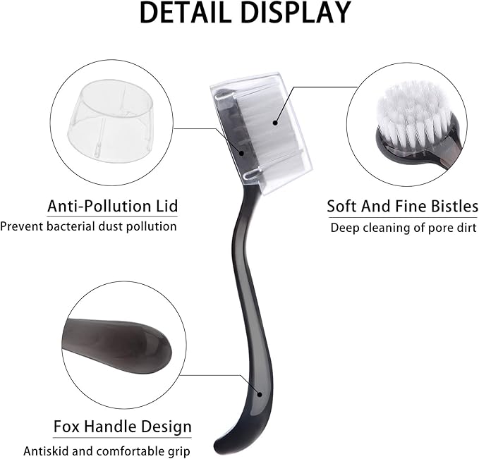 Facial Cleansing Brush 4 PCS, Facial Exfoliating Brush Face Wash Scrub Exfoliator Brush for Makeup Skincare Removal (Transparent Black)