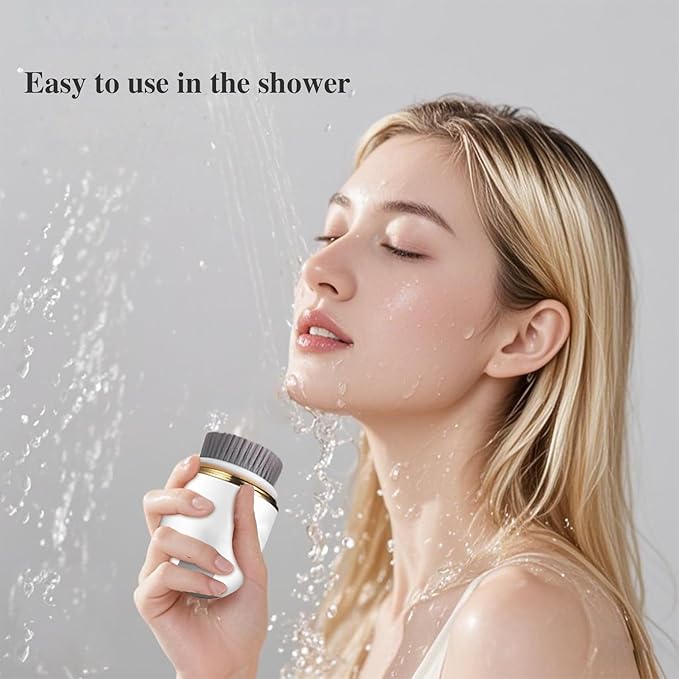 Face Scrubber Facial Cleansing Brush - Electric Waterproof Spin Exfoliator with 3 Cleanser Heads and 2 Speeds for Gentle Exfoliating & Deep Cleansing (White)
