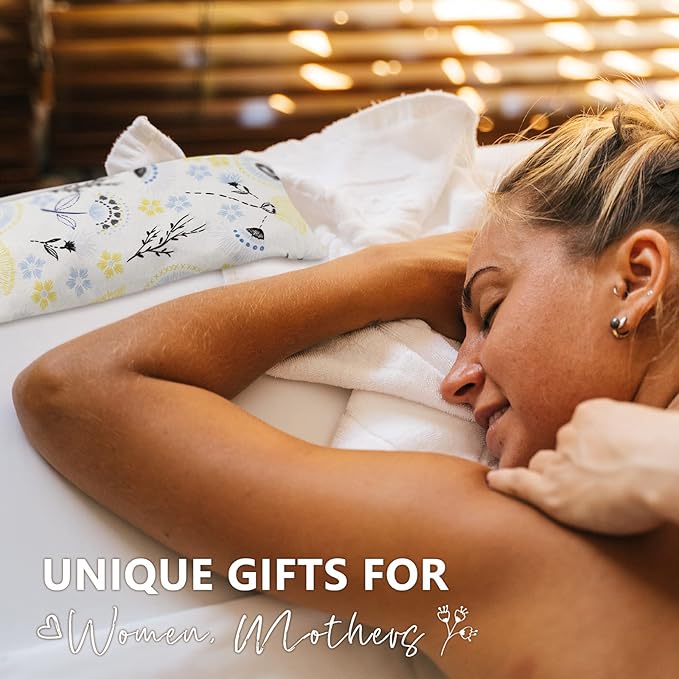 Lavender Eye Pillow for Relaxation, Yoga, Sleep – Weighted Eye Mask for Headache, Sinus, Aromatherapy Moist Heat Compress, Meditation Accessory, Relaxation Gift for Women (Blue)