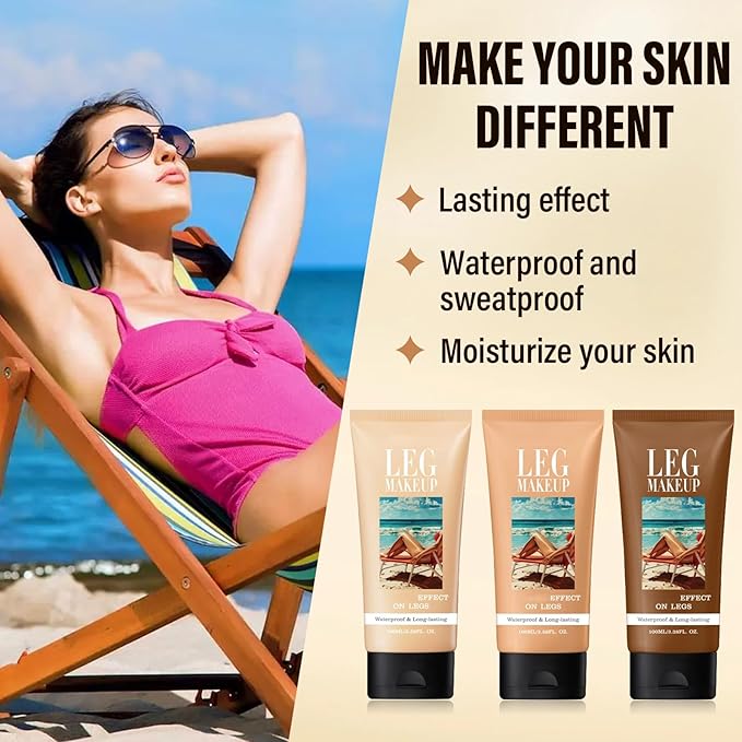 Legs Makeup Waterproof with Brush,No Transfer Body Concealer,Tattoo Cover Up Makeup Waterproof,Long Last Body Foundation for All Skin Tones,100ML (Fairest)