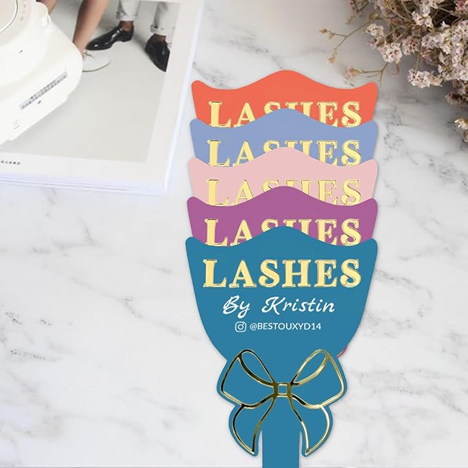 Personalized Lash Mirror Custom Eyelash Photo Prop Personalised Acrylic Handheld Lash Mirror with Name Gift for Beauty Girls Technician (Color011)