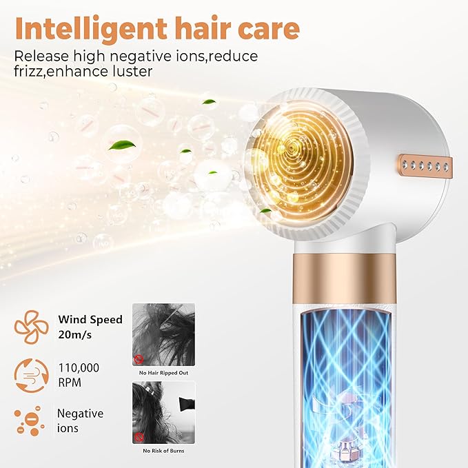 Hair Dryer Brush 7 in ONE, Powerful Blow Dryer Brush with Air Curler for Hair, Brush Blow Dryer with Diffuser, Ionic Hot Air Brush Fast Dry, Volumize, Curls, Straight, Hair Styling Tools 100-120V