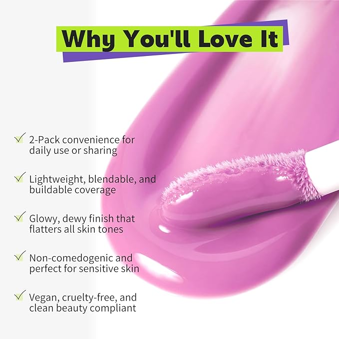 GLAM CODE Liquid Blush for Cheeks Duo - Hydrating Cream Blush for Daily, Blendable & Buildable Cheek Tint for Sensitive Skin, Lightweight, Skincare Infused Dewy Cheek Finish for All Skin Types - #06