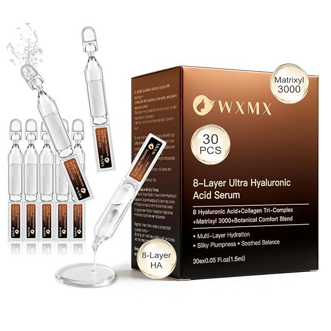 Ultra Hyaluronic Acid Serum for Face – 8 HA Forms + Matrixyl 3000 for Multi-Layer Hydration & Anti-Aging Firmness Support, Collagen Tri-Complex & Peptide Repair (0.05 Fl.oz x 30e)