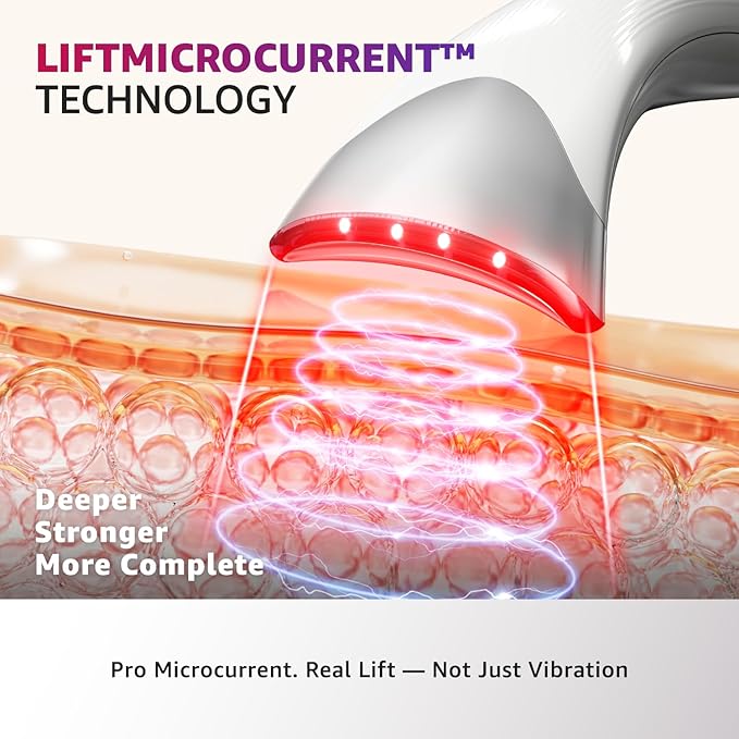 Red Light Therapy for Face and Neck, Renewal Face Lift Device with Vibration Tech, 3 in 1 Face Massager Tool with Thermals, True Beauty Glow Facial Sculptor for Wrinkles, Double Chin-White