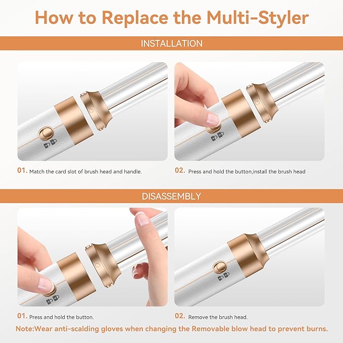 7 in ONE Hair Dryer Brush, Powerful Blow Dryer Brush with Air Curler for Hair, Brush Blow Dryer with Diffuser, Ionic Hot Air Brush Fast Dry, Volumize, Curls, Straight, Hair Styling Tools 100-120V