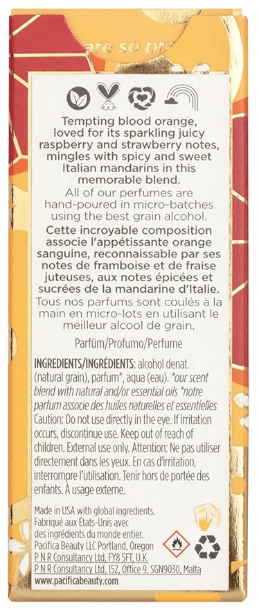 Pacifica Tuscan Blood Orange Perfume Spray for Women - Vegan, Cruelty-Free, Made in USA