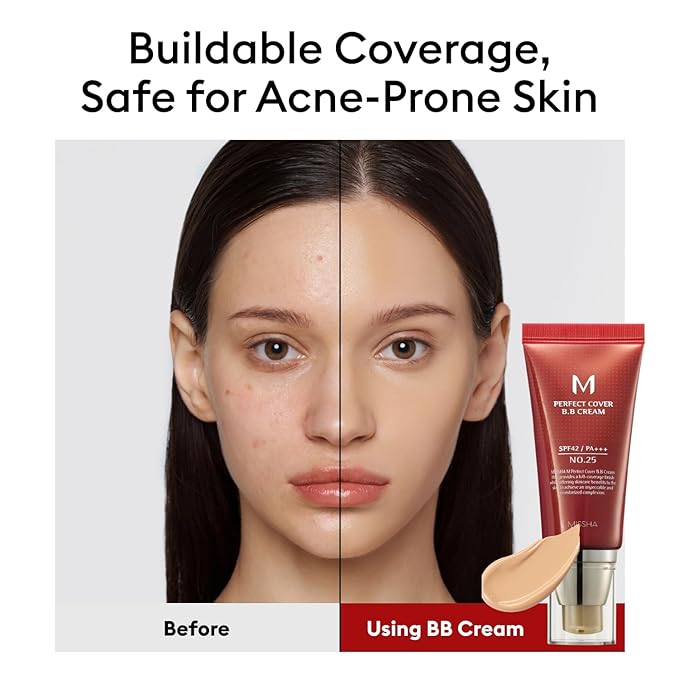 MISSHA M Perfect Cover BB Cream No.25 Warm Beige - Medium with Warm Undertone SPF 42 PA +++ 1.69 Fl Oz - Tinted Moisturizer for face with SPF valentines day gifts for her