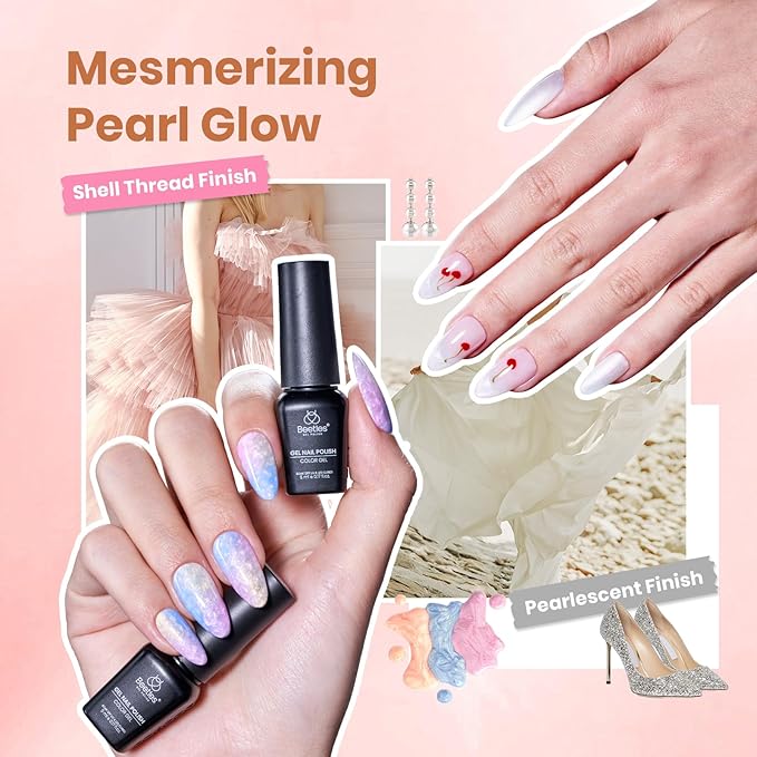 Beetles 100 Colors Gel Nail Polish Set, 119 PCS Nail Polish Kit All Season Cat Eye Pink Blue Jelly Glitter Pearl Gel Polish & 5Pcs Base Top Coat Soak off UV Manicure Nail Art Home Gifts for Women