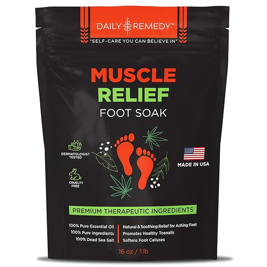 Muscle Relief Foot Soak with Epsom Salt, Made in USA, Soothe Tired Feet, Softens Calluses and Helps Athletes Foot 1lbs