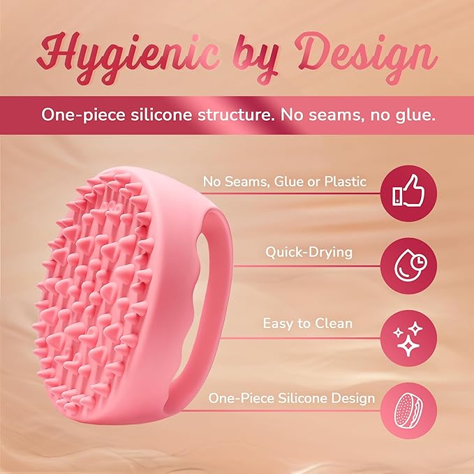 Anti-Cellulite Silicone Massager Brush - Deep Tissue Body Scrubber for Cellulite Remover, Skin Firming & Lymphatic Drainage - Exfoliating Massage Tool with Grip Handle for Legs & Body - Pink