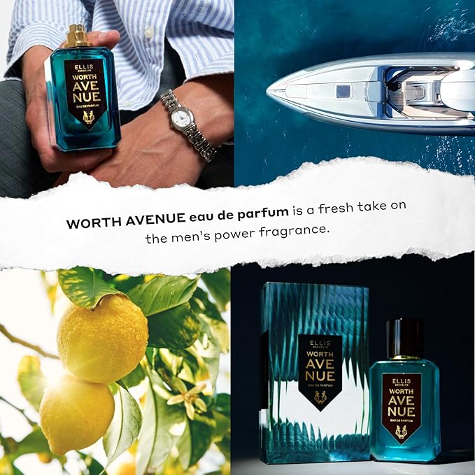 Ellis Brooklyn WORTH AVENUE Eau de Parfum for Men 1.7oz / 50ml - Lavender Suede, Cardamom, Angelica Seed & Ambrox Super – Fresh, Powerful, Sophisticated Scent