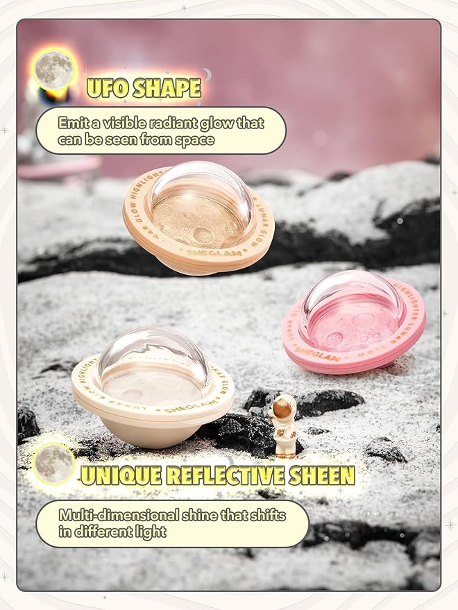 SHEGLAM Lunar Glow Highlighter Face Highlighter Multichrome Glitter Shimmer Highlighter Makeup Eye Face Body Highlighter Illuminator, Silky Creamy Eyeshadow-Tea Cake