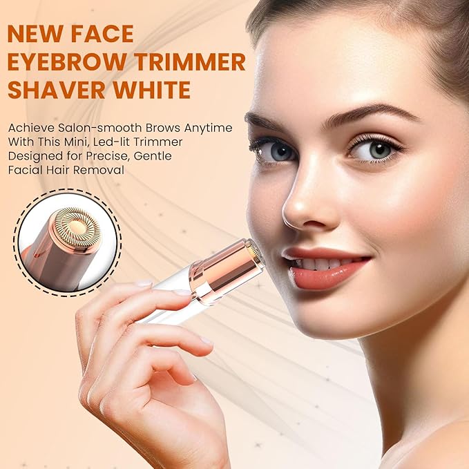Facial Hair Remover for Women – Electric Face Razor with Light, Hair Removal for Upper Lip, Chin & Cheeks – Color White