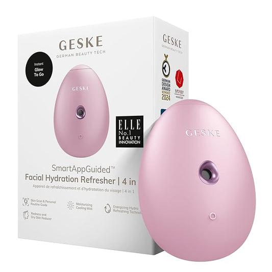 GESKE SmartAppGuided™ Facial Hydration Refresher | 4 in 1 | Water Atomizer | Moisturizing Spray Machine | Face Mister | Humidifier for Natural Glow | Reduce Redness & Dry Skin