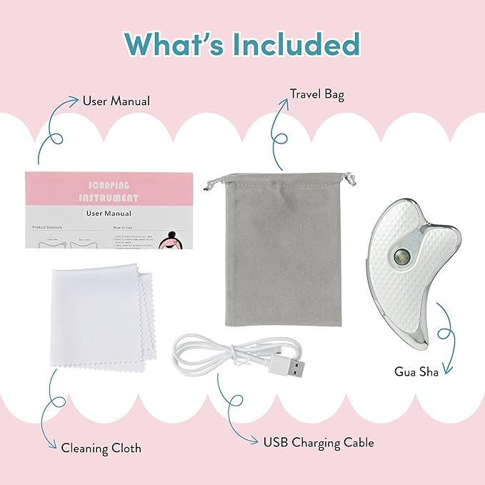 Éclat Gua Sha Facial Massager for Lymphatic Drainage, Face, Neck & Body Scraping Tool, Heated Electric Portable Face Lift Beauty Device, Jawline Shaper, Double Chin Reducer for Firming & Contouring