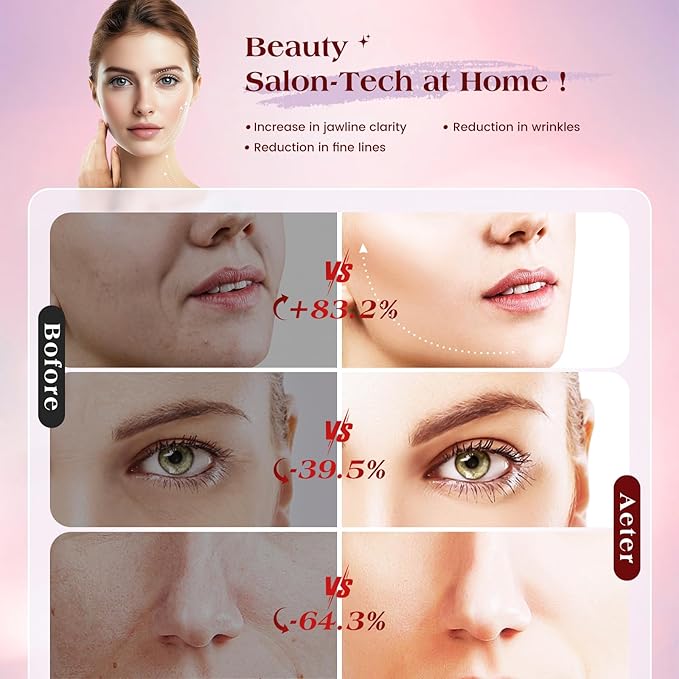 INTEO Microcurrent Facial Device, 3 Modes Red Light Therapy for Face and Neck, Skin Care Facial Massager Perfect Gifts for Women Men(Red)