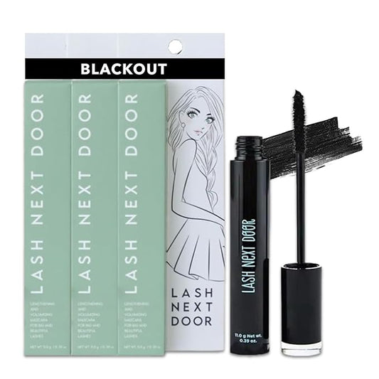 Lash Next Door Water Resistant Mascara Black Volume and Length - No Clump Volumizing Mascara for Thickening and Lengthening - Smudge Proof Lashes by Brooklyn and Bailey (3 Pack)