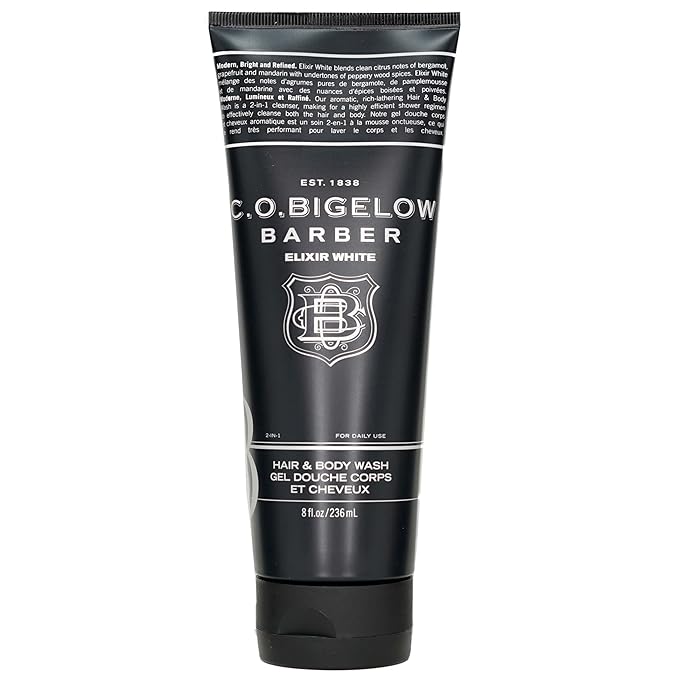 C.O. Bigelow Elixir White Hair & Body Wash for Men, Spice & Citrus Scented Men's 2 in 1 Shampoo & Body Wash, 8 Fl Oz
