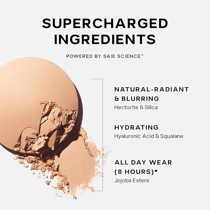 Saie Slip Tint Baked Setting Powder - Translucent Powder for Face Makeup with a Natural-Radiant Finish - Blurs, Brightens & Smooths Complexion - Translucent 5 - Deep to Rich (0.24 oz)