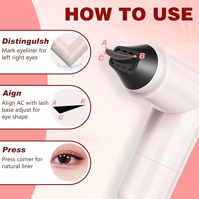 2pcs Gel Eyeliner Pencil Set, New Foldable Eye Liner Stamp for Perfect Wings, Smudge Proof & Waterpoof Liners Tool Pen (Black)