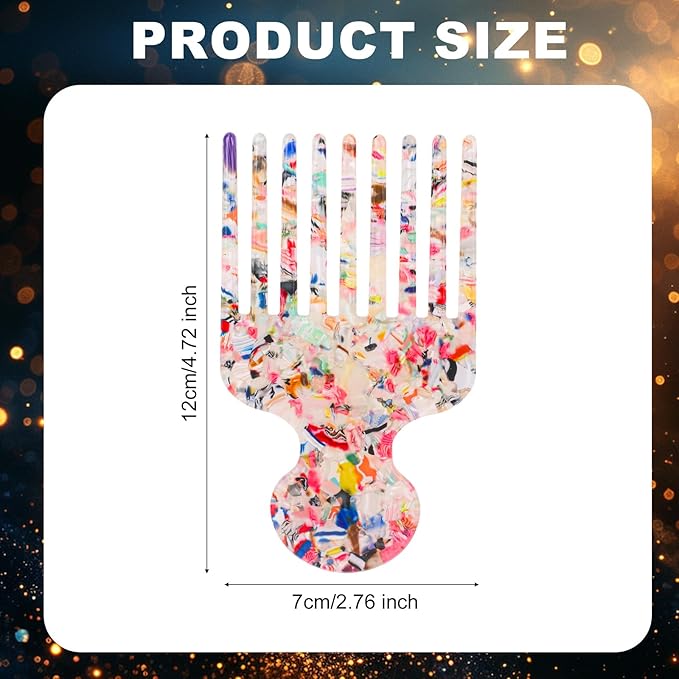 Wide Tooth Hair Pick Comb for Curls, 12cm/4.72in Detangling Lifting Comb Long Tooth Afro Pick Hair Styling Tool for Women Men Barber Supplies (Colored)