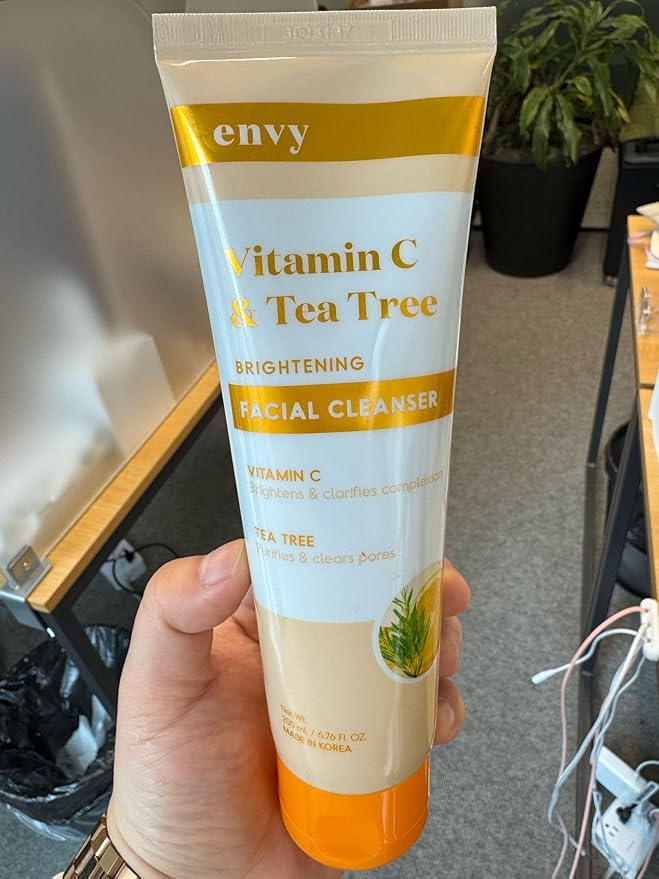 Envy Facial Cleanser with Vitamin C & Tea Tree – Refreshing Gel Cleanser for Balanced, Radiant Skin – Gently Removes Impurities & Excess Oil – Dermatologist-Tested, Clean & Cruelty-Free – 6.76 oz