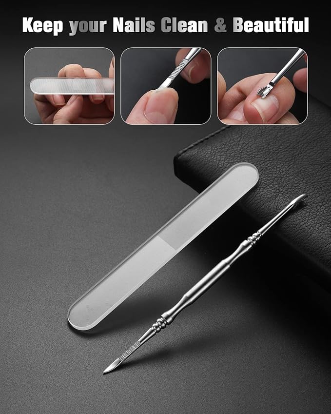 FERYES Pedicure Knife Ingrown Toenail Kit, 7 PCS Professional Pedicure Tool Toenail Grooming Kit, Top Notch Foot Blade, Super Sharp Toenail Clippers (Leather case included)