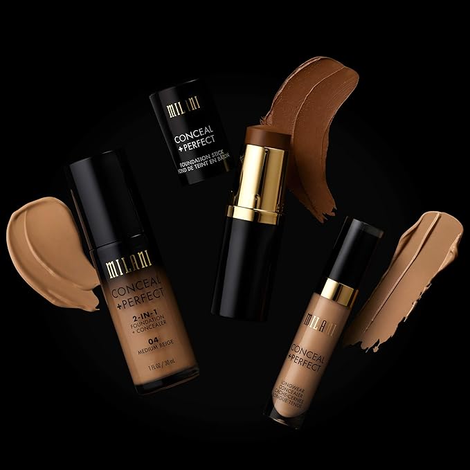 Milani Conceal + Perfect 2-in-1 Foundation + Concealer for a Flawless Complexion, Under Eye Corrector, Cover Redness and Imperfections, Waterproof and Sweatproof - Ivory