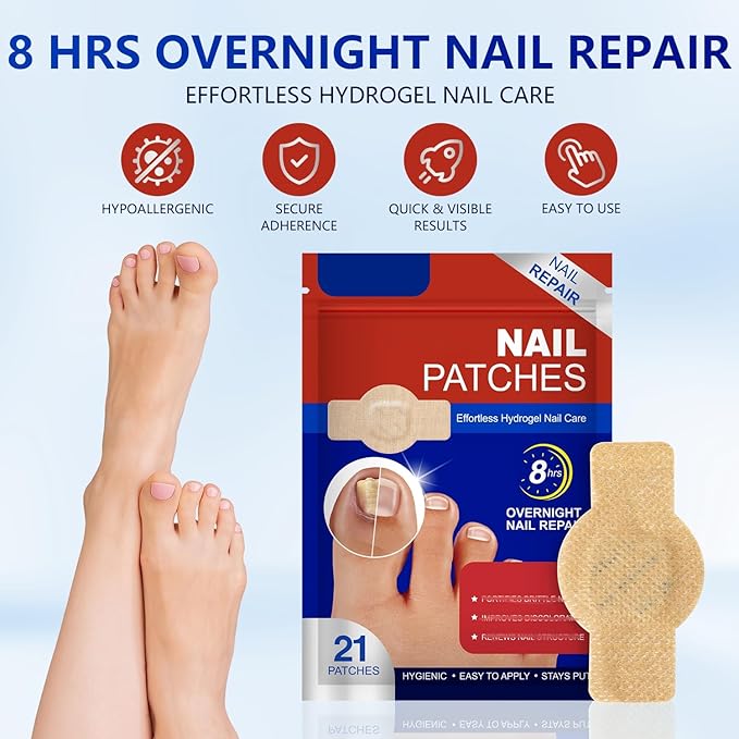 Toenail Treatment Extra Strength - Nighttime Nail Patches,Overnight Toe Nail Treatments for Damaged Nails Foot Nails Repair and Care (21Pcs)