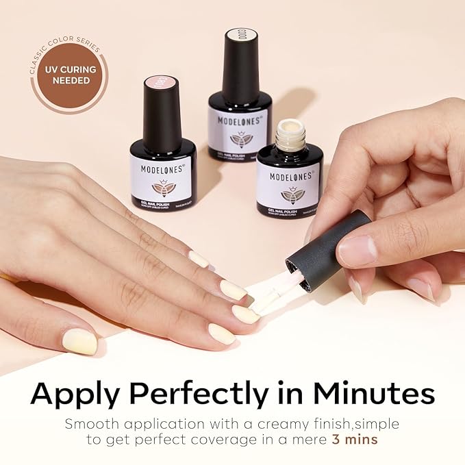 modelones Nude Gel Nail Polish Set -6 Colors Neutral Milky White Pink Brown Gel Polish Kit Skin Tones Soak Off Nail Kit Manicure DIY at Home Nail Art Salon Gift