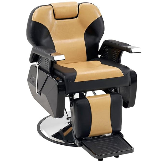 BarberPub Heavy Duty Reclining Barber Chair, All Purpose Hydraulic Salon Chairs for Hair Stylist, Barbershop Salon Tattoo 2688(Yellow&Black)
